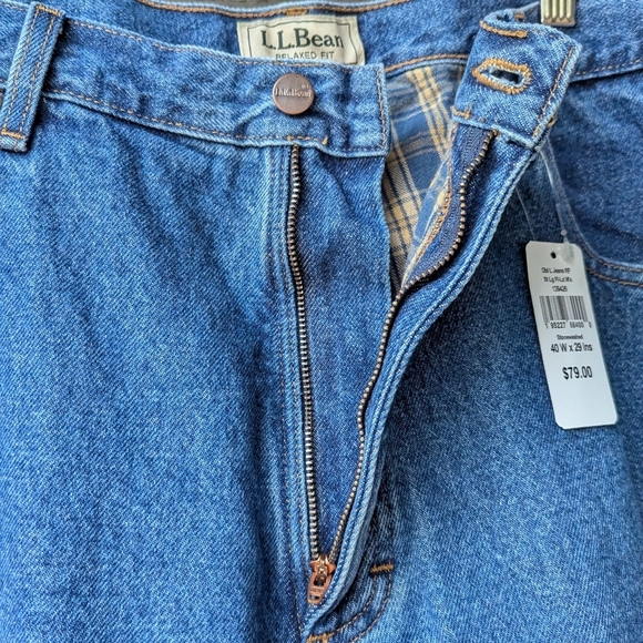 NWT L.L. Bean Men's Double L Jeans, Relaxed Fit, Flannel-Lined Stonewashed 40X29 - Picture 7 of 11